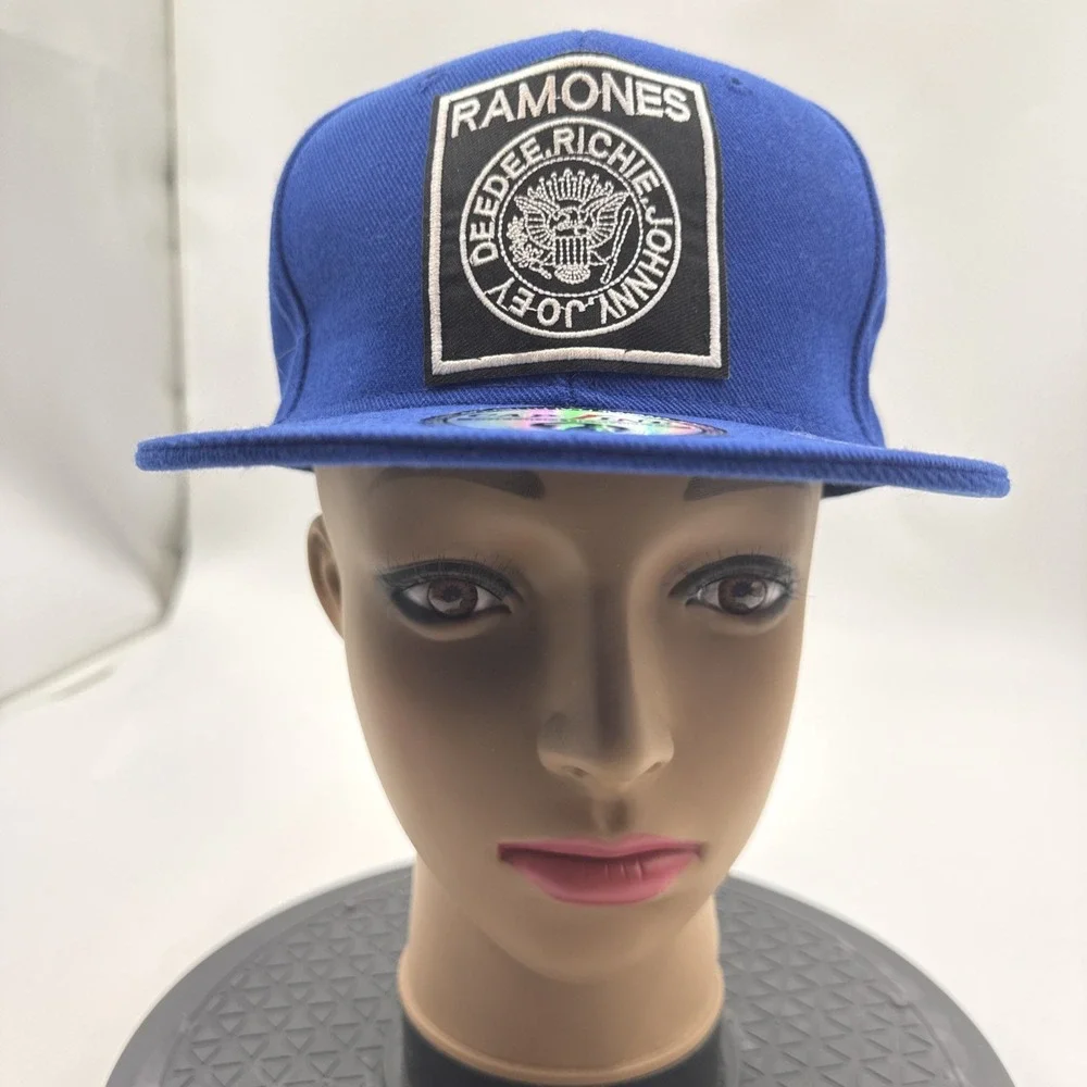 RAMONES Music Band Logo Patch Adjustable‎ Baseball Cap blue Hat flat bill
